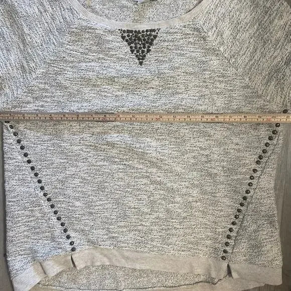 Lucky Lotus Sweater Beige metallic Knit Pullover Embellished Studded Ladies Sz L - Picture 4 of 14
